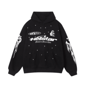 Black Hellstar hoodie front view oversized premium streetwear