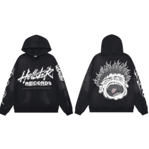 Hellstar Records Hoodie front view in black
