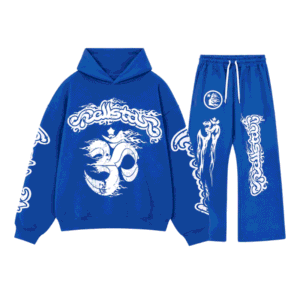 Hellstar Tracksuit Blue front view premium streetwear set