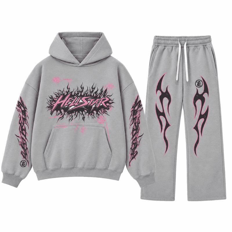Hellstar Tracksuit Grey front view