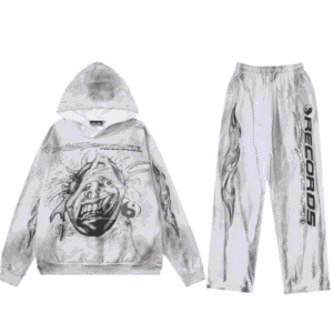 White Hellstar Tracksuit front view with matching jacket and pants