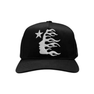 ALT Text: Black Hellstar hat front view premium streetwear cap