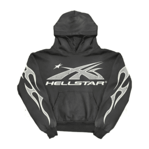 Black Grey Hellstar Hoodie front view