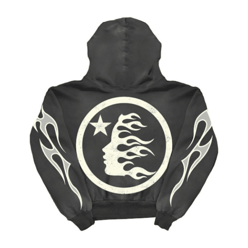Back view of the Black Grey Hellstar Hoodie