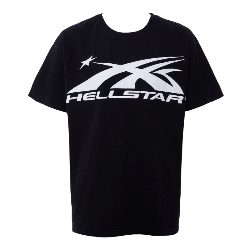 Alt Text: Black Hellstar Shirt front view in a relaxed streetwear fit